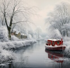 images for boats, snow, i tid, river, boats,