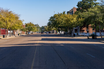Main shopping street of Washington Avenue in the small town of Greenville in Mississippi