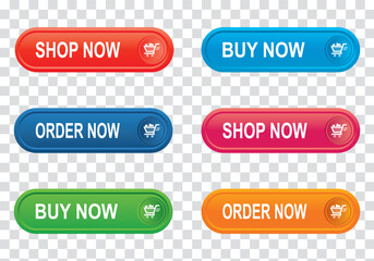 Buy now, Shop now, order, button. Buy now button with shopping cart.  Set of button shop now. Unique Online shopping button. Vector illustration.  