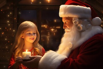 Santa and a Little Girl Heartfelt Christmas Dreams