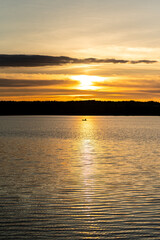 Lake water shine, lake water texture at sunset.