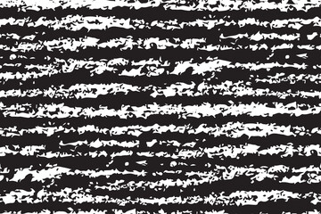 Fototapeta premium Seamless pattern, repeat texture in black and white. Abstract background in grunge style. Black broken stripes, brush strokes on a white surface. Paint print reminiscent of wood texture. Vector.