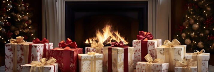 Magical Moments by fire pit Unveiling the Enchantment of Wrapped Gifts Christmas presents