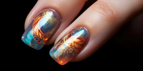 Fototapeten Nail art transcends with liquid light emulsion style, airbrushing, and a shiny, glossy finish © Ben
