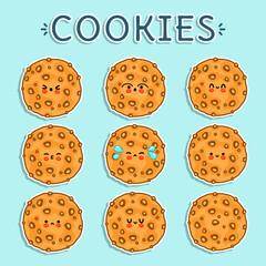 Stickers Oatmeal cookies characters bundle set