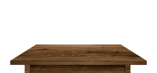 Dark wooden tabletop on white background