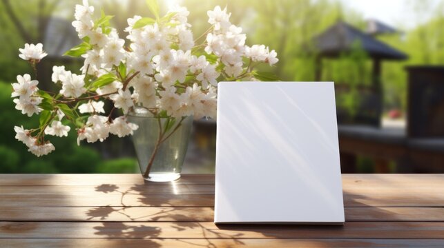 Notepad with blank front, realistic on a mockup template in a table in a luxury home