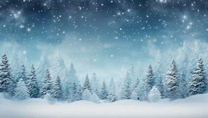 Fototapeta premium snow background with pine trees in the snow,