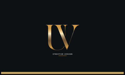 UV or VU Alphabet letters logo monogram