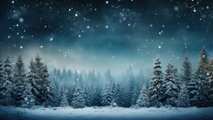 Fototapeta na wymiar snow background with pine trees in the snow,