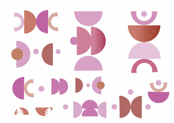 Abstract minimal op art, boho elements. Mid century vector set . Aesthetic contemporary geometric shapes. Design for your wall art, decoration, wallpaper.