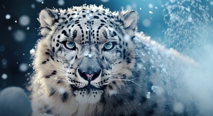 Obraz premium snow leopard, asia wallpapers,
