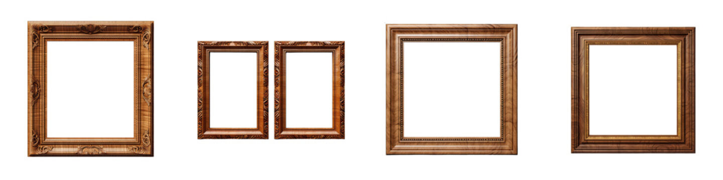 Wooden photo frame Hyperrealistic Highly Detailed Isolated On Transparent Background Png File