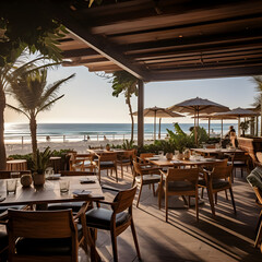 Beach restaurant with outdoor seating 