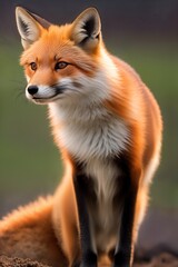 Fototapeta premium Red fox, close-up, against the background of nature