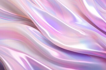 Obraz premium Abstract Silk Holographic Iridescent Flowing Pink Background With Waves