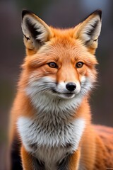 Obraz premium Red fox, close-up, against the background of nature