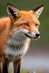 Obraz premium Red fox, close-up, against the background of nature
