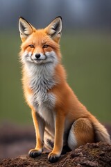 Obraz premium Red fox, close-up, against the background of nature