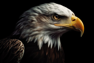 Obraz premium Majestic Gaze: Eagle's Intense Portrait Against the Dark Abyss