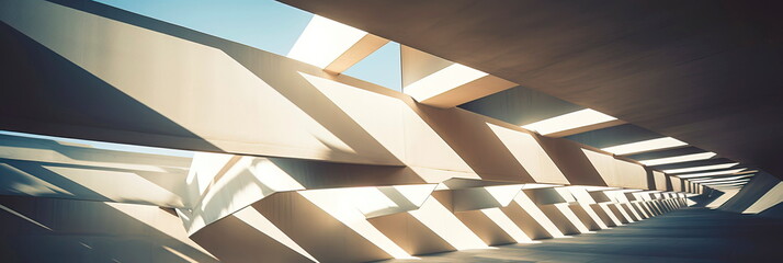abstract architectural shadows creating geometric patterns and forms, adding a sense of modernity and complexity.