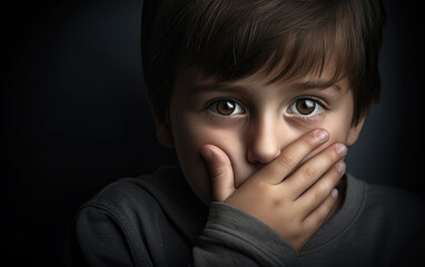 I will not tell! Little boy covered his mouth with his hand.