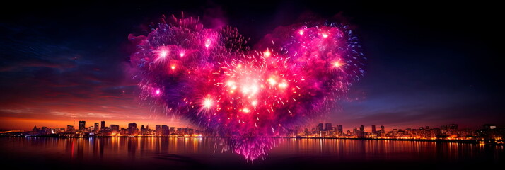 Heart-Shaped Fireworks: A fireworks display in the shape of a heart lighting up the night sky.
