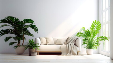 A concept that combines minimalist interior design with elements of nature, such as indoor plants and natural light.