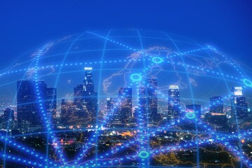 Fototapeta na wymiar Smart city network concept. Telecommunication.