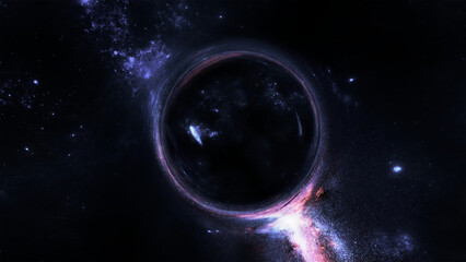 3D illustration of Black Hole Roaming In Space 4K Realistic Science Fiction