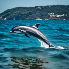 Fototapeta premium dolphin jumping out of water generative AI tool