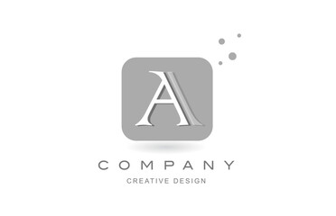 Logo icon design of letter A vector illustration. Creative template for company or business with square dots and grey black color