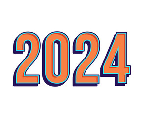 2024 Happy New Year Abstract Blue And Orange Graphic Design Vector Logo Symbol Illustration