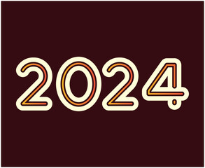2024 Happy New Year Abstract Orange And White Graphic Design Vector Logo Symbol Illustration With Maroon Background