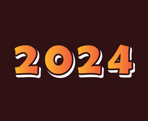 2024 Happy New Year Abstract Orange And White Graphic Design Vector Logo Symbol Illustration With Maroon Background