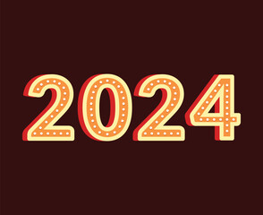 2024 Happy New Year Abstract Orange Graphic Design Vector Logo Symbol Illustration With Maroon Background