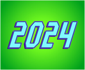 2024 Happy New Year Abstract Purple And Cyan Graphic Design Vector Logo Symbol Illustration With Green Background