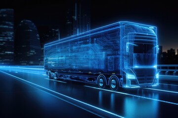  futuristic truck, electric truck, future technology - obrazy, fototapety, plakaty