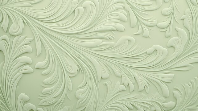 Flat soft light green background with ornaments created with Generative AI