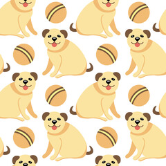 Seamless pattern, cute dog characters on a white background. Baby print, wallpaper, vector