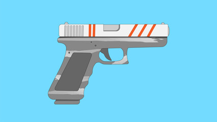 Painted and similar to a real gun in a flat style. Firearms with a unique author's design. Vector illustration.