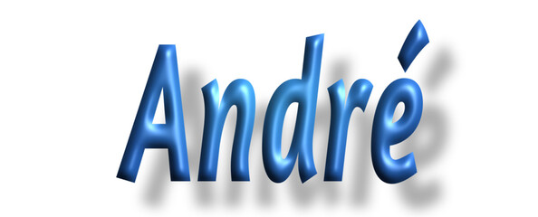 André - lettering - light blue color, embossed tubular font, transparent background, holiday party design, vector project	