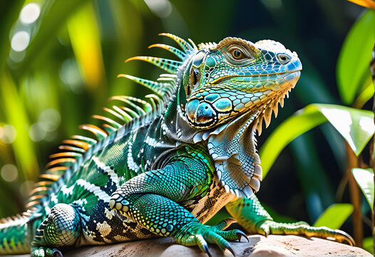 Reptile Skin Scales Iguana Green Macro Poster by KingFox