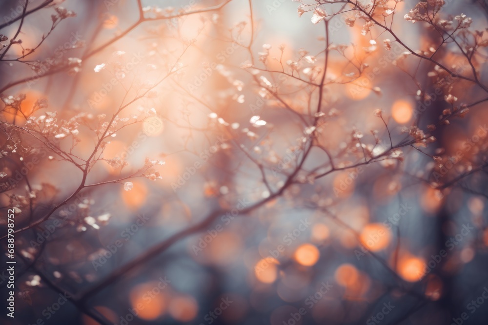 Poster a detailed view of a tree with sparkling water droplets. perfect for nature-themed designs and envir