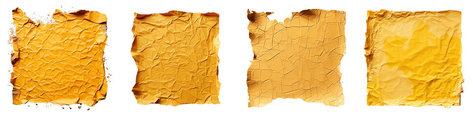 Yellow Cardboard Paper Corner Torn Hyperrealistic Highly Detailed Isolated On Transparent Background Png File