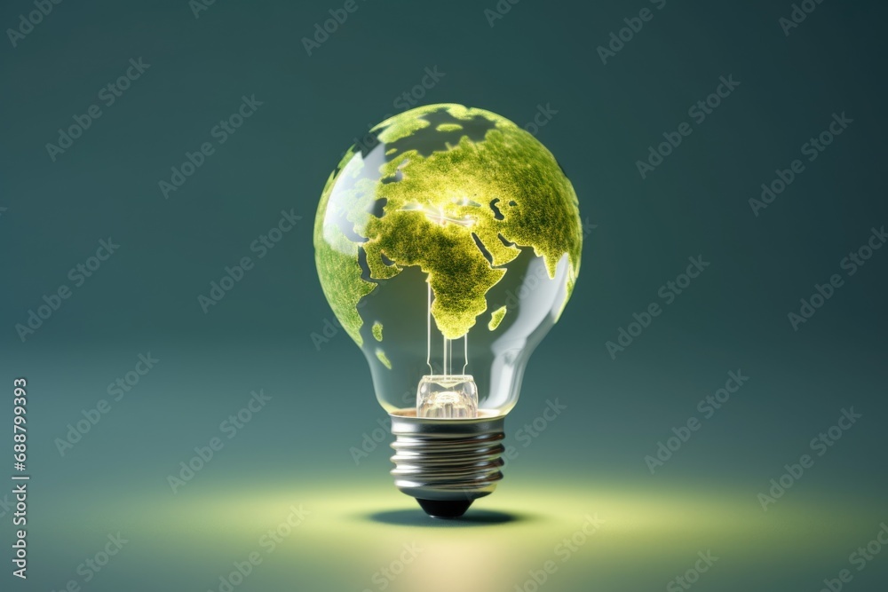 Aufkleber a light bulb with a green globe inside. perfect for energy-saving concepts and environmental themes