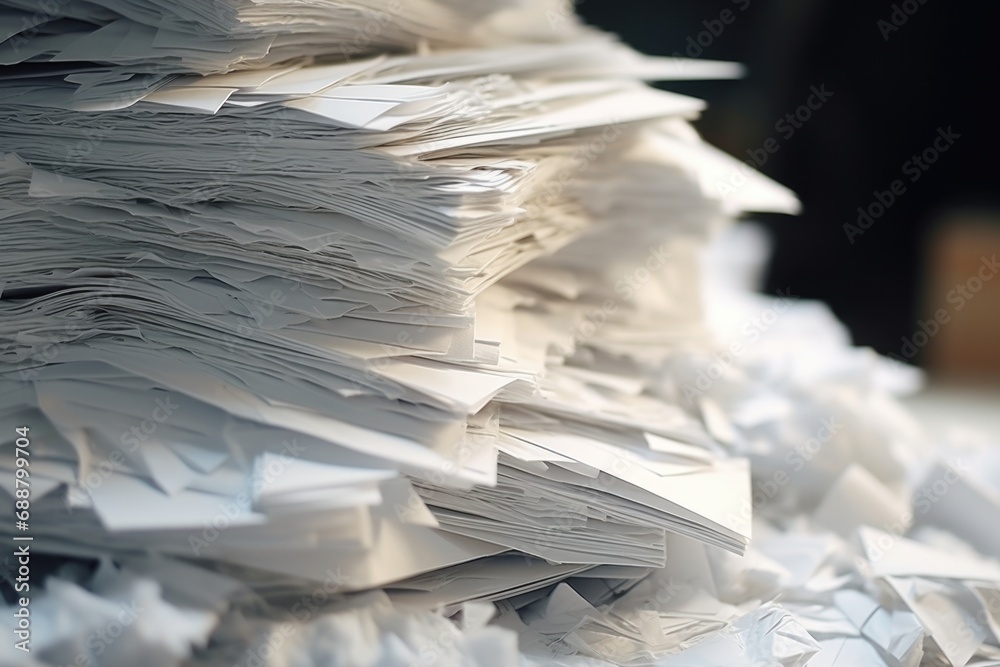 Poster a pile of papers sitting on top of a table. this image can be used for various purposes