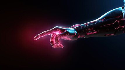 Futuristic Robot Hand Pointing at Person
