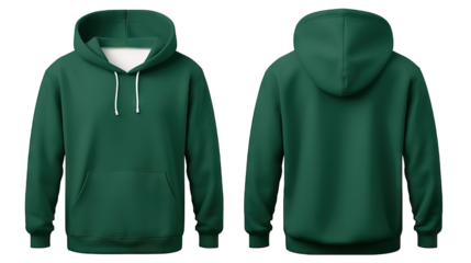 Green hooded sweatshirt mockup set, cut out