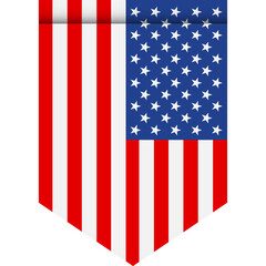 United States of America flag or pennant isolated on white background. Pennant flag icon.